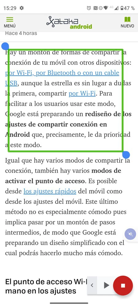 Leer Seleccion Texto Android