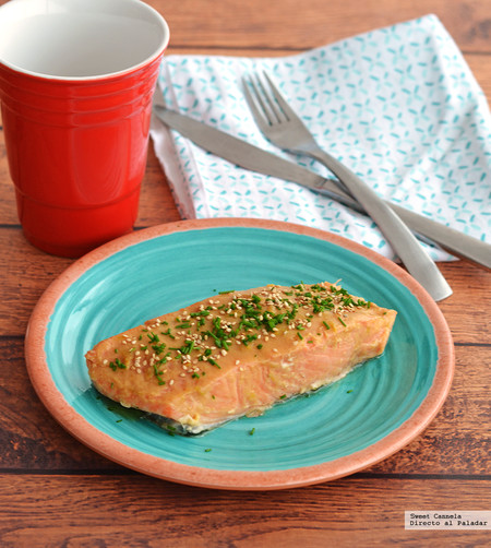 Salmón glaseado con miso y naranja. Receta