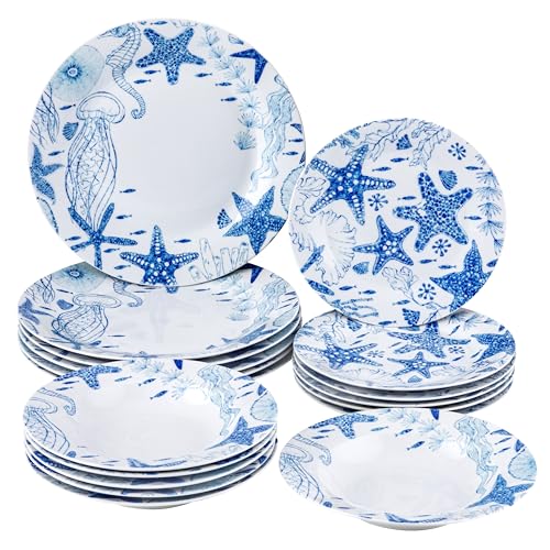 Baroni Home Vajilla de Porcelana y Gres de 18 Piezas
