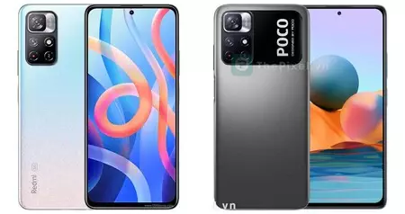 Redmi Note 11 (左) と POCO M4 Pro のレンダリング (右)