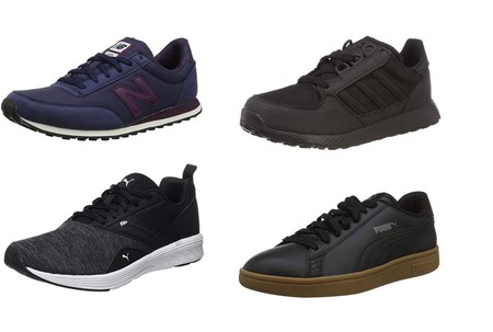 Chollos en tallas sueltas de zapatillas oscuras de marcas como Puma, New Balance o Adidas en Amazon