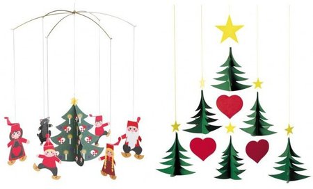 Móviles con motivos navideños para decorar la habitación infantil