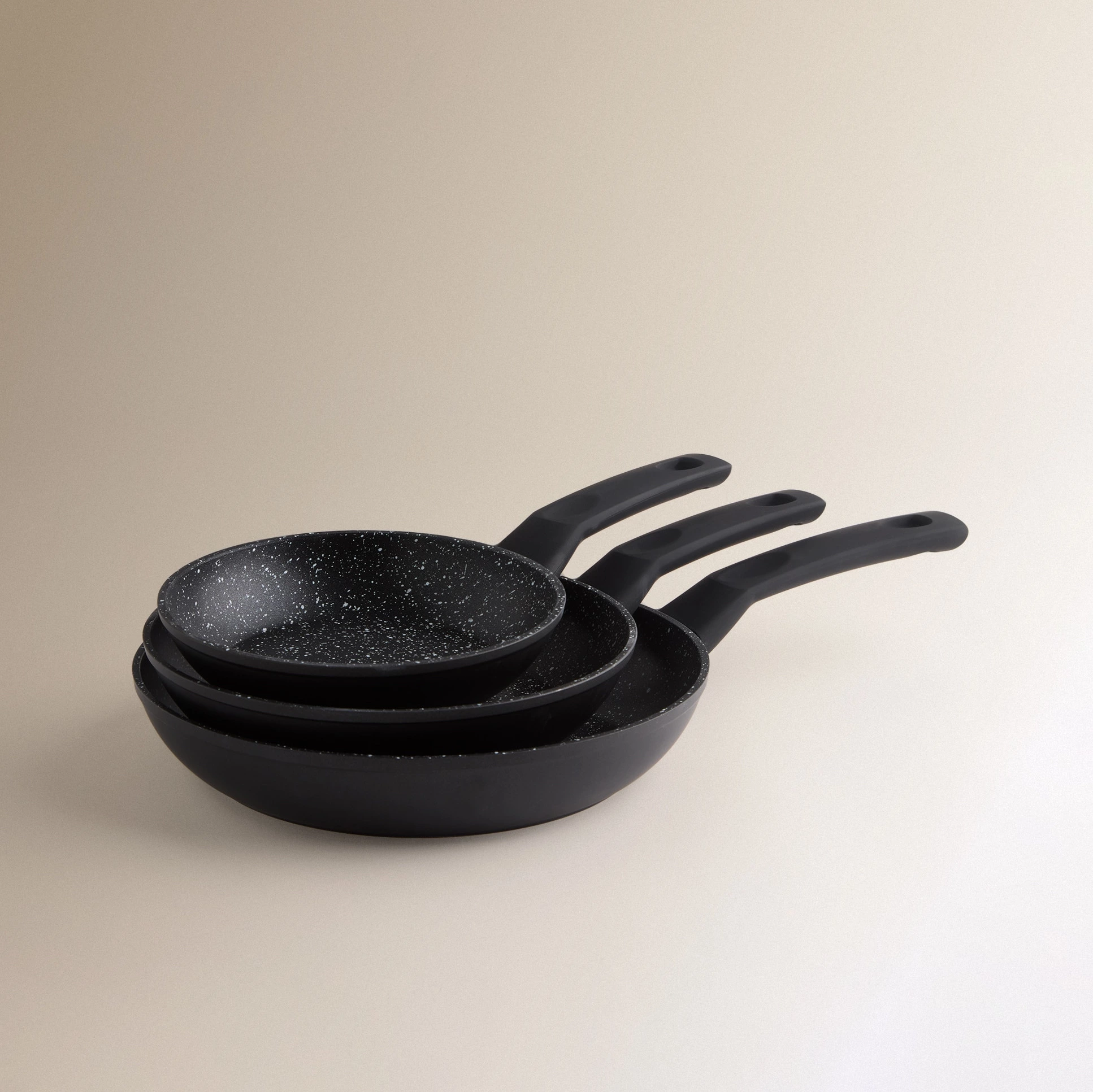 Set de 3 sartenes de aluminio forjado efecto piedra Stone