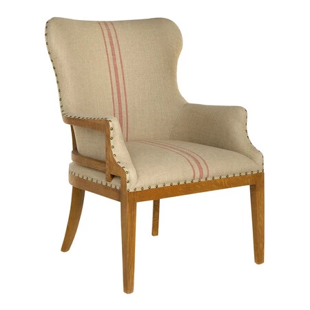 Sillón tapizado en lino de rayas Brunei