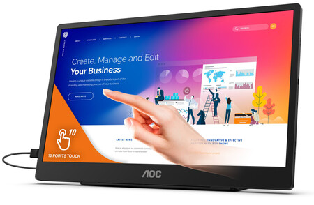 AOC presenta su nuevo monitor portátil 16T2, un modelo con pantalla táctil IPS de 15,6 pulgadas que además puede cargar tu móvil
