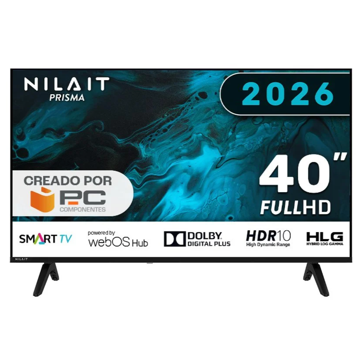 Panel Full HD de 40 pulgadas, poco habitual en este tamaño. Compatibilidad HDR10 y HLG. Sistema webOS. Diseño limpio y marcos reducidos, pensados para integrarse en cualquier estancia.