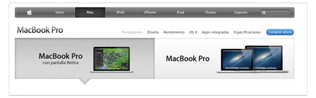 Catálogo del MacBook Pro en 2012
