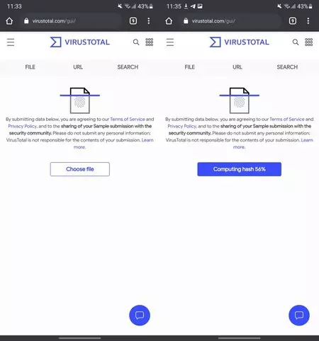 VirusTotal ホームページ