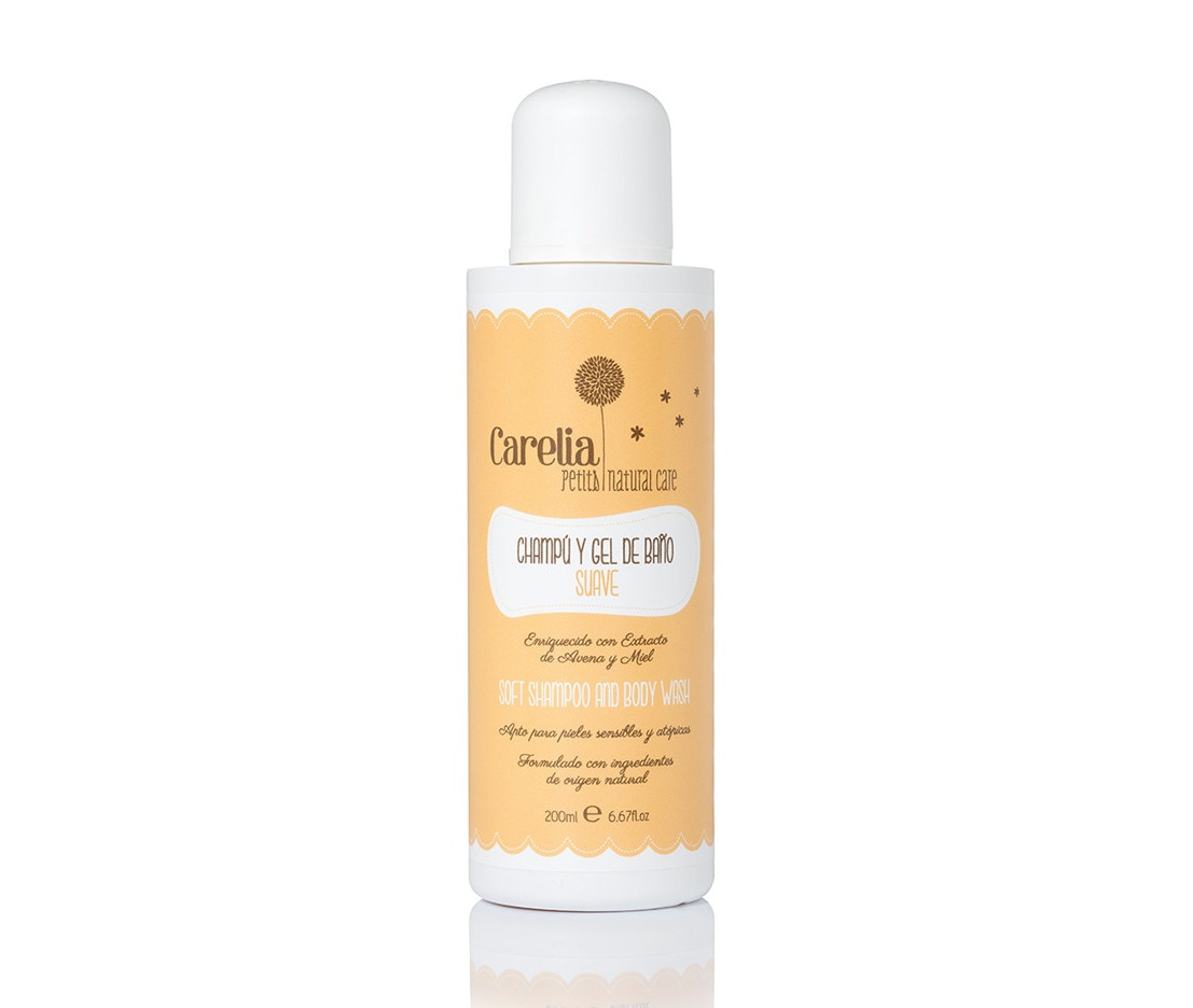 Champú y Gel de Baño suave Carelia Natural Care (200 ml.) blanco