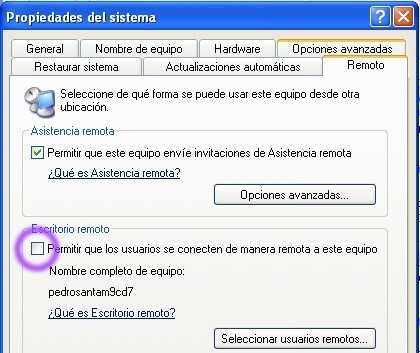 Panel de control sistema remoto