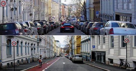 Calle de ciudad cerrada al coche