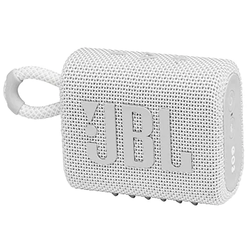 JBL GO 3 - ポータブル ワイヤレス Bluetooth スピーカー、防水および防塵 (IP67)、高忠実度サウンドで最大 5 時間再生、ホワイト
