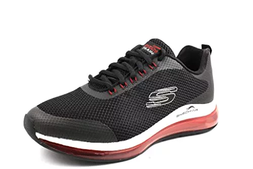 Skechers SKECH-AIR ELEMENT 2.0 LOMARC, Zapatillas Bajas Hombre, Black Mesh/Red Synthetic Trim, 39 EU