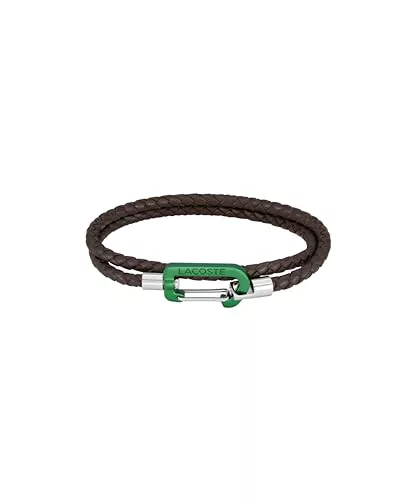 Lacoste Pulsera de piel para hombre, colección MATT, color marrón, 2040314, talla única, Cuero, No es una piedra preciosa