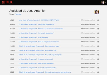 Ocultar de la actividad de visionado