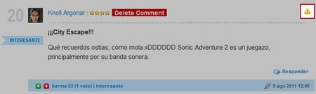 Uso del botón de reporte de comentario inadecuado en VidaExtra