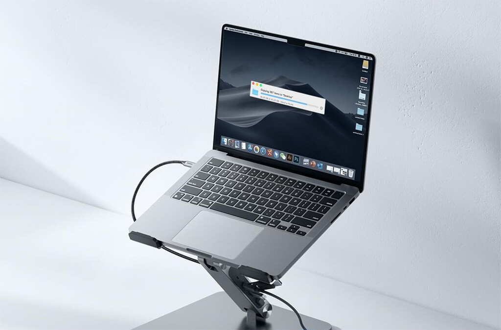 Este soporte para MacBook me soluciona un problema a la hora de trabajar. Y de paso me da conexión para el monitor y dos periféricos 