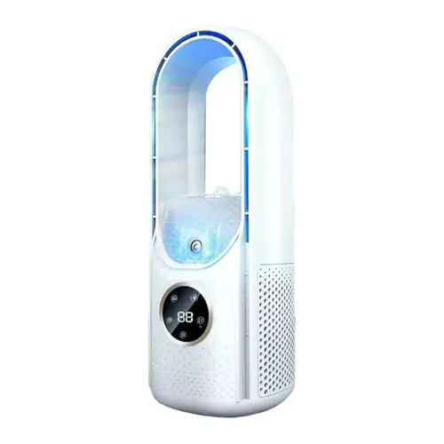 Ventilador de aire acondicionado portátil con enfriamiento USB de 6 velocidades de viento y función de humidificación de 6 horas para dormitorio y oficina