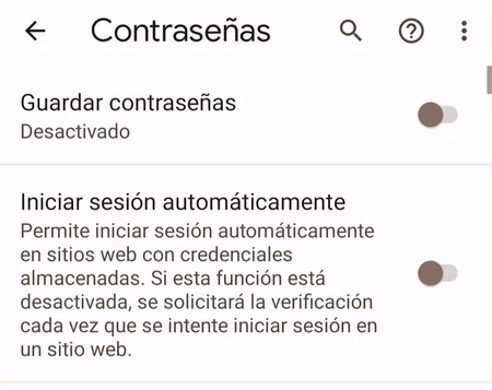 Desactivando el guardado de contraseñas