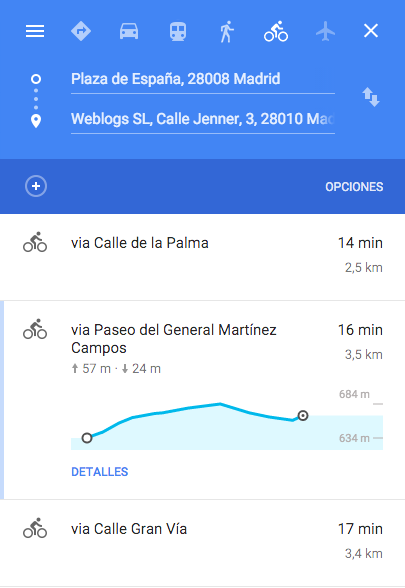 Ya puedes planificar tus rutas en bici a través de Google Maps