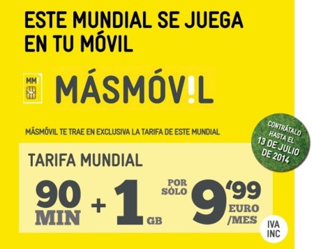 MÁSMÓVIL estrena tarifa de 90 minutos y 1GB por 9,99 euros