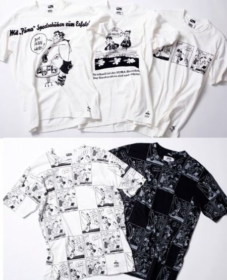 Ilustraciones 'old school' de Puma by Junya Wantanabe, en esta colección cápusla muy camisetera