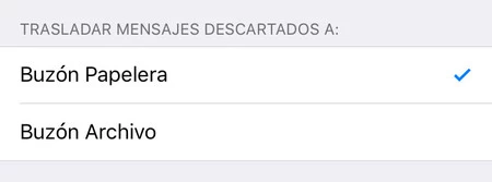 Mail Ios Opciones Ajustes Trasladar Mensajes Descartados