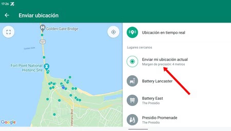 WhatsApp経由で駐車場所を送信する