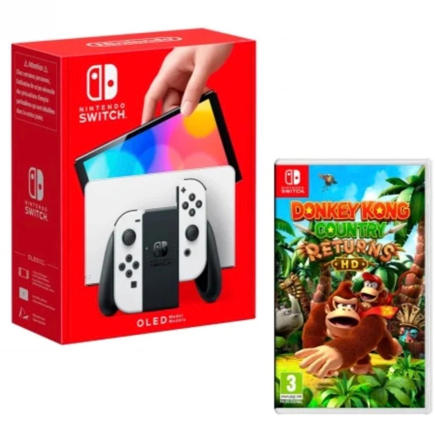 Consola Nintendo Switch OLED Blanca + Donkey Kong Country Returns HD