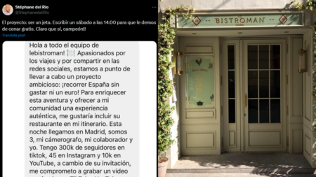 Tuit del chef Stéphane del Río junto a una foto de su restaurante