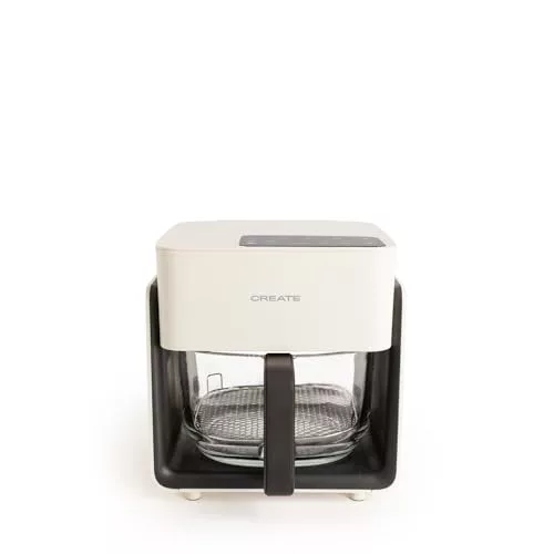 CREATE/AIR FRYER STUDIO CRYSTAL/Freidora sin aceite 4.2 L sin vaporizador de agua blanco roto/Capacidad 5-6 raciones, 6 programas, bandeja de cristal, control de tiempo y tempertura, 1300W