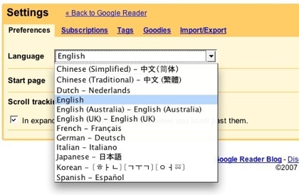 Google Reader en el idioma que quieras