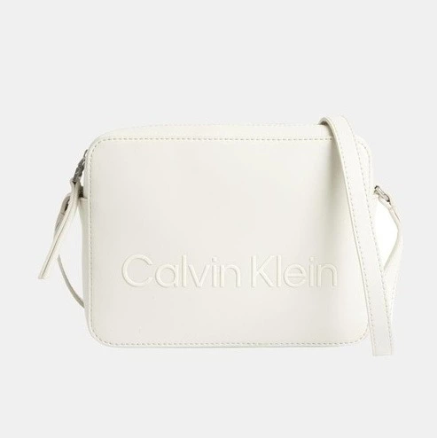 Bandolera pequeña en blanco con grabado de la marca