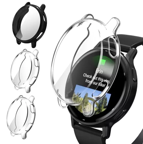 ivoler 3 Piezas Funda con Protector de Pantalla para Garmin Vivoactive 5, Protección Completa Carcasa Protectora Delgado Suave TPU Anti-Arañazos Case, 2 Transparente + 1 Negro