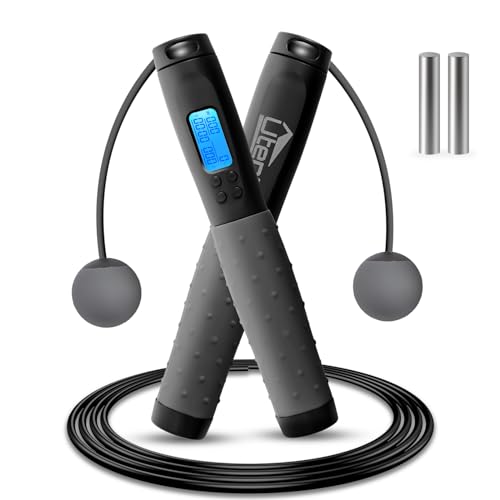 Uten Cuerda para Saltar, con Temporizador y Contador de Calorías, Cuerda para Saltar Inalámbrica, Longitud Ajustable, Fitness/Boxeo/Pérdida de Peso/Aumento de Altura, Adecuada para Adultos y Niños