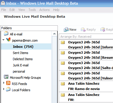 Windows Live Mail Desktop, imágenes