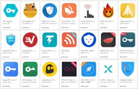 これらは、Google Play で「VPN」を検索すると最初に表示される 23 個のアプリです。