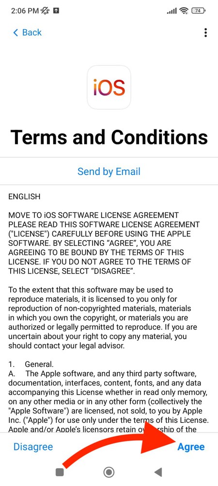 Move to iOs Terms Conditions