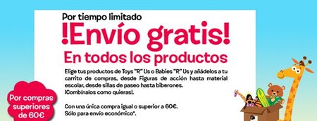Gastos de envío gratis con Toy 'R' Us... pero solo en compras sustanciosas
