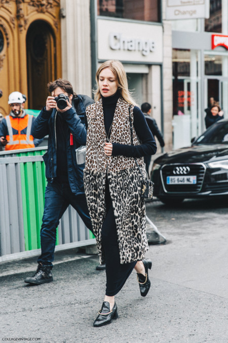 Pfw Paris Fashion Week Fall 2016 Street Style Collage Vintage Stella Mccartney Natalia Vodianova Leopard Vest Louis Vuitton Box