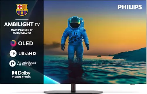 Philips Ambilight 55OLED810 Smart TV 4K OLED - Pantalla de 55 pulgadas con P5 AI Perfect Picture Engine Ultra HD, Titan OS, Dolby Vision y Atmos Sound - Funciona con Alexa y Google Voice Assistent