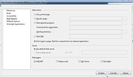 Internet Information Server Start Options
