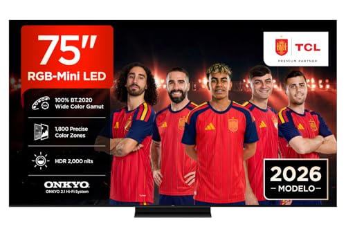 TCL 75RM7L 75 Pulgadas RGB-Mini LED 4K HDR10+ Smart TV, 2.000 Nits
