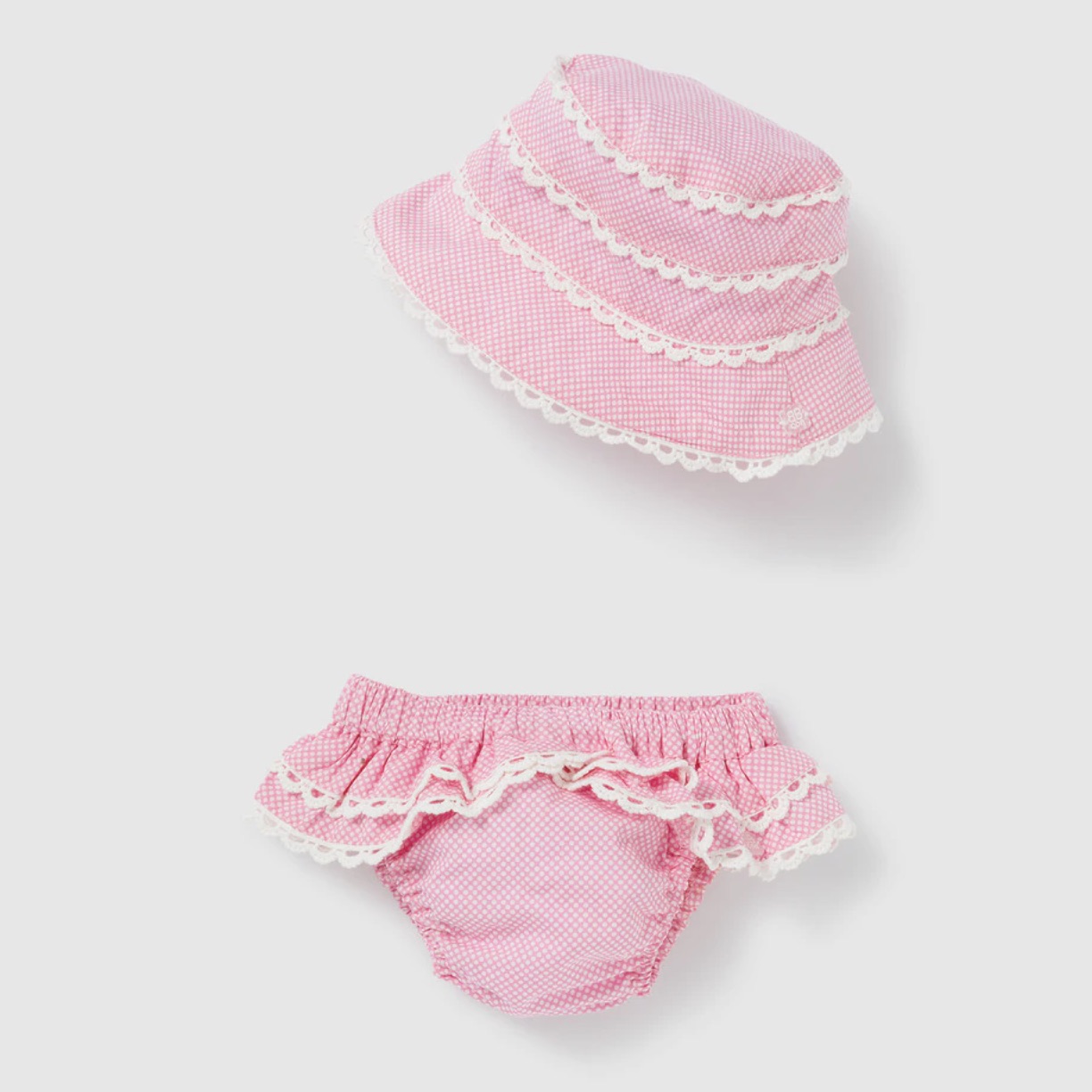 B CON B
Conjunto de bebé niña en rosa con topos
