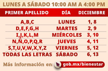 Calendario Registro Pension Bienestar Diciembre 2025