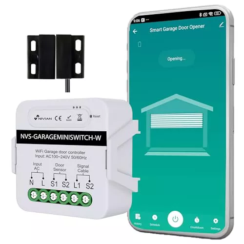 NIVIAN Abridor puerta garaje WiFi Controlador inteligente para motor de Puerta de Garaje por app TUYA