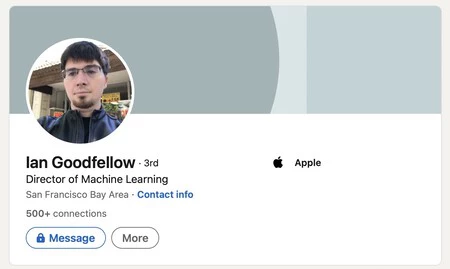 Goodfellow の LinkedIn プロフィールからのプロフィールのスクリーンショット。