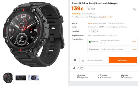 Dónde comprar, más barato y al mejor precio, el nuevo reloj inteligente  Xiaomi Amazfit T-Rex