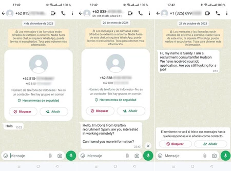 採用担当者は最初に WhatsApp で連絡しますが、その後 Telegram を紹介されます。