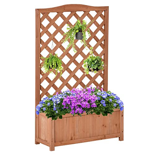 Outsunny Jardinera con Enrejado de Madera Maciza 